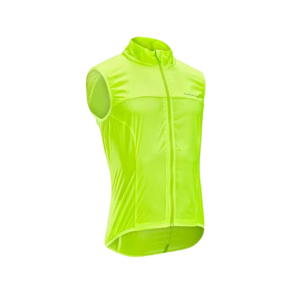 Chaleco ciclismo carretera cortavientos hombre Racer Ultra-light amarillo decathlon