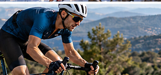 Fotografía de ciclista en subida con gráfica de potencia ascendente