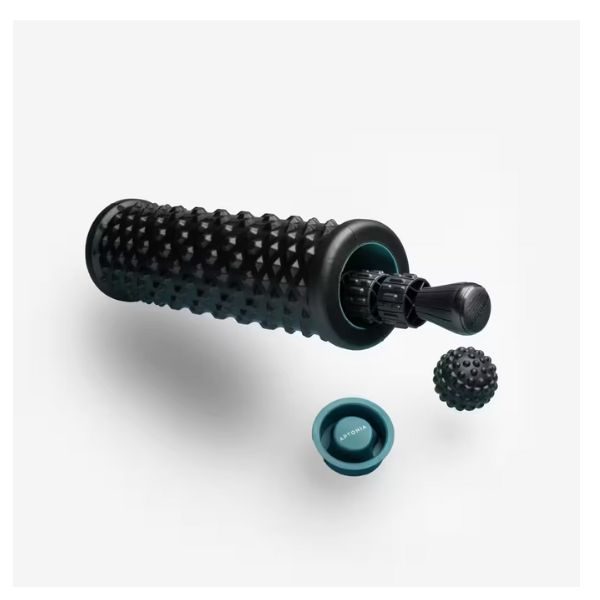Kit de masaje foam roller, pelota y bastón de masaje